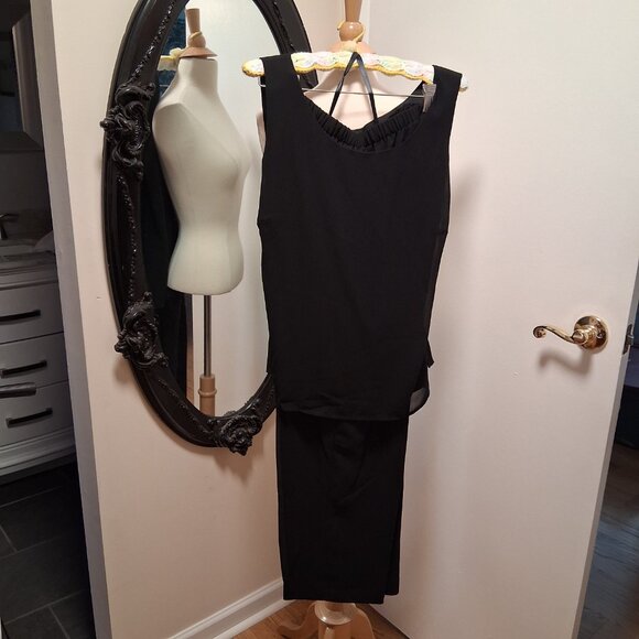 KARIN STEVENS KSL Vintage Black Embroidered Duster, Pants & Top 3 pc Set sz - Picture 3 of 9